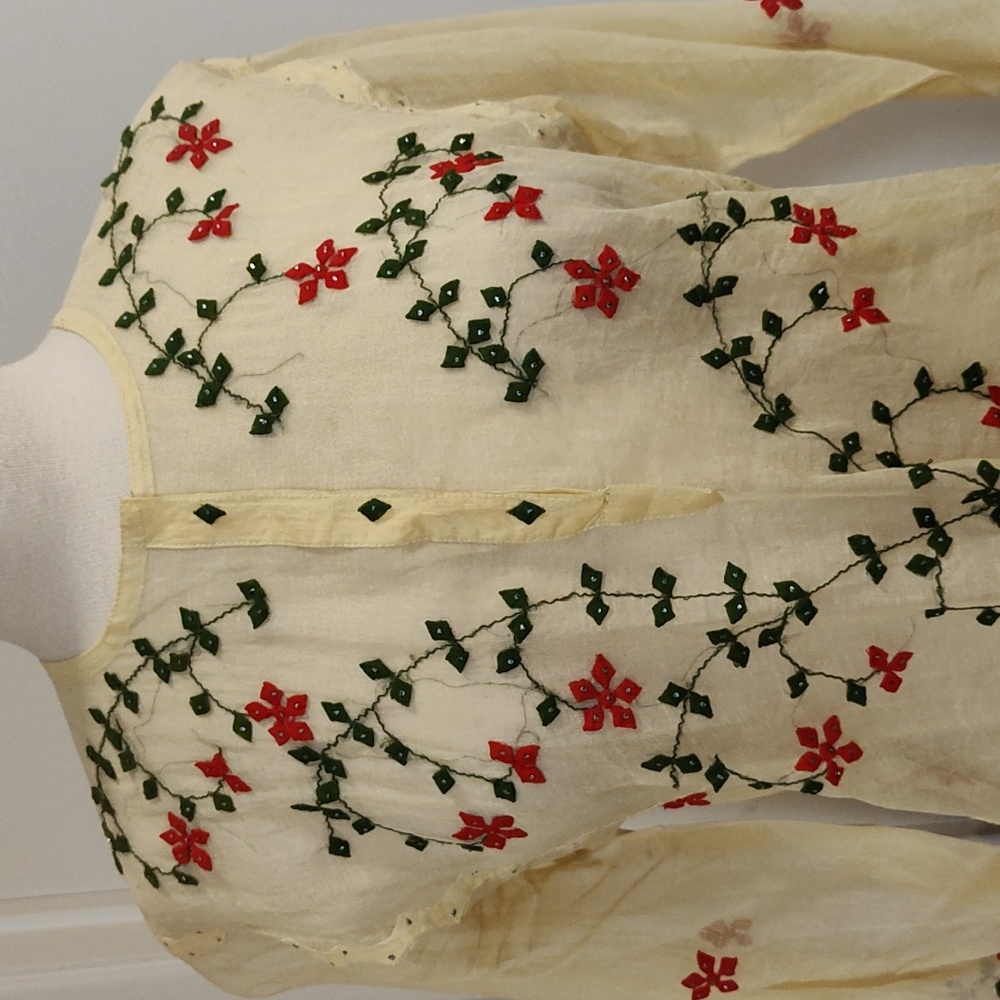 Sheer Gauze Embroidered Floral Tunic Top M - Picture 2 of 6